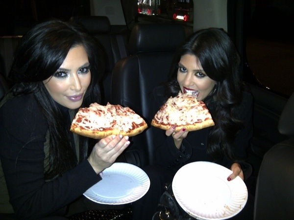 celebs caught eating pizza