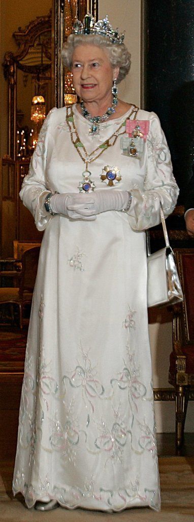 Queen in white dress