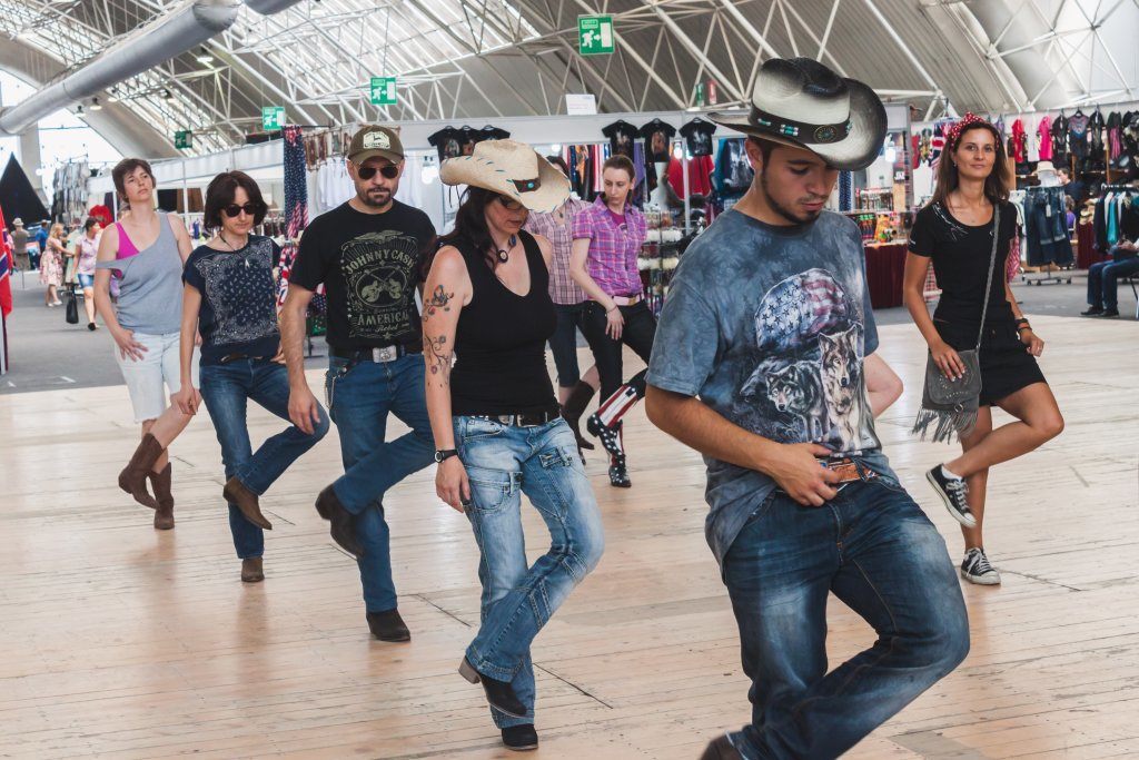 People Line Dancing