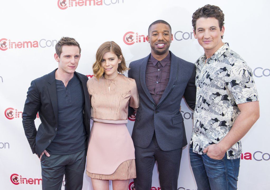 Actors Jamie Bell, Kate Mara, Michael B. Jordan, Miles Teller