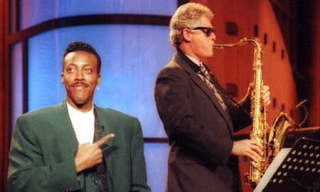 Clinton playing sax