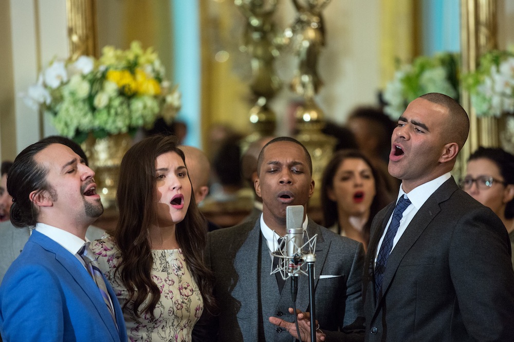 Lin-Manuel Miranda, Renée Elise Goldsberry, Anthony Ramos, Phillipa Soo e Brian d'Arcy James.