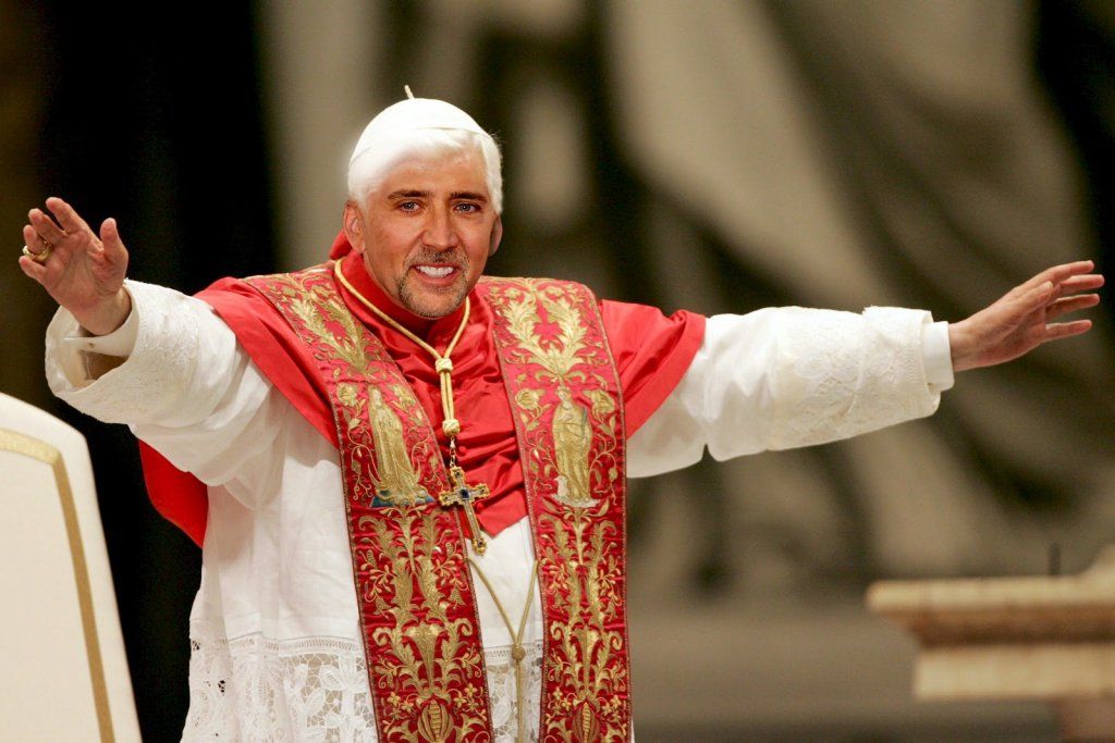 Pope Nick Cage face swap