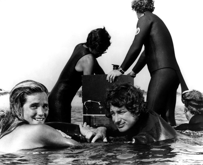 Speilberg on Jaws set