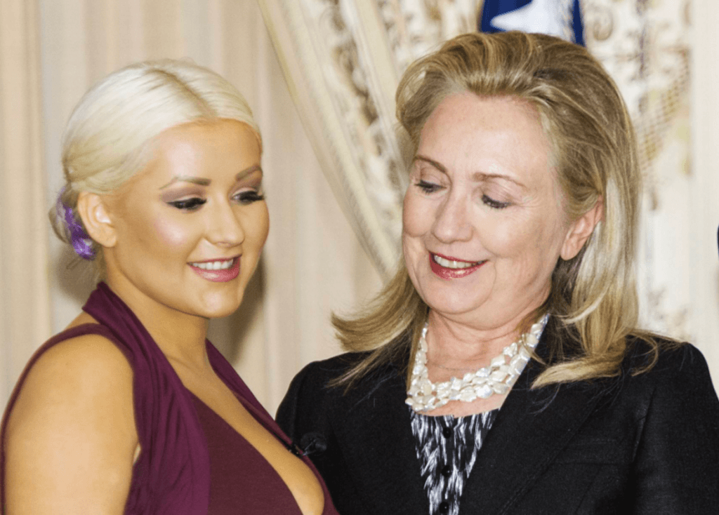Hillary Checking Out Christina Aguilera's Rack