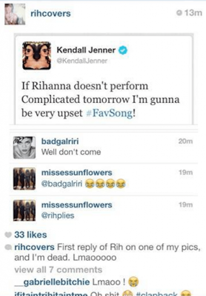 rihanna kendall twitter